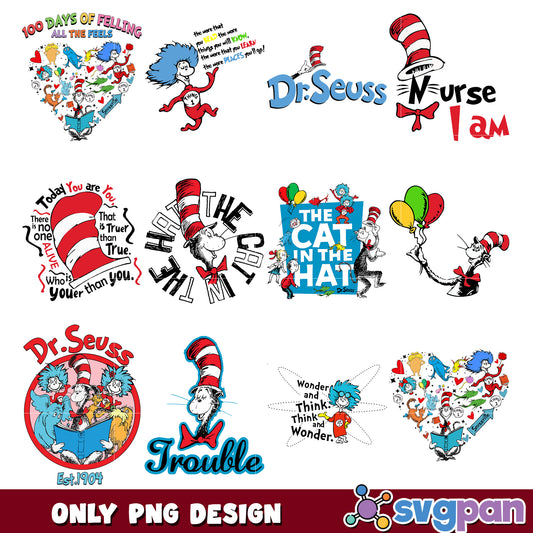 Dr Seuss PNG Bundle Designs & Quotes