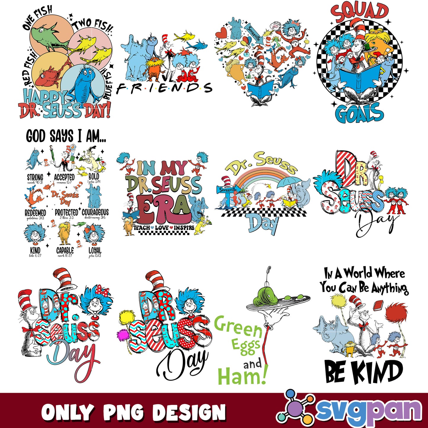 Dr Seuss PNG Bundle Designs for Day