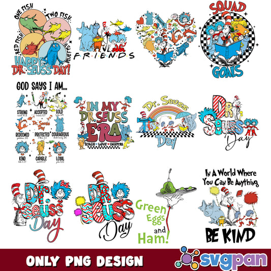 Dr Seuss PNG Bundle Designs for Day