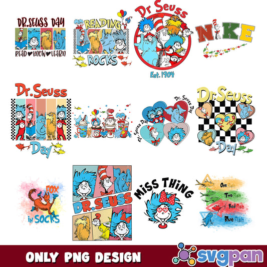 Dr Seuss PNG Bundle Designs for T-shirts