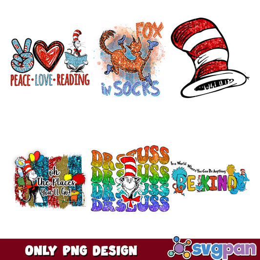 Dr Seuss PNG Bundle Glitter Graphics