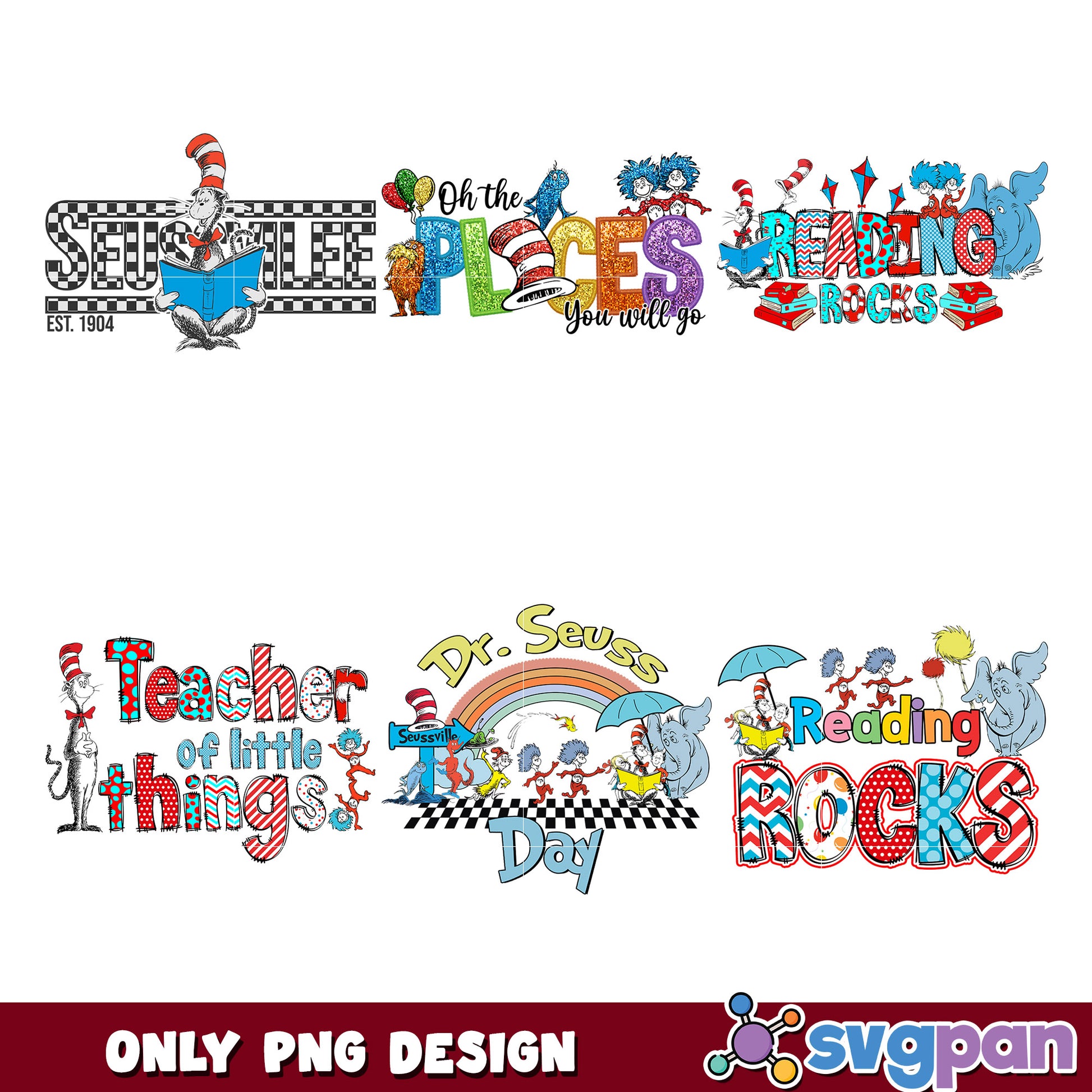 Dr Seuss PNG Bundle School Designs