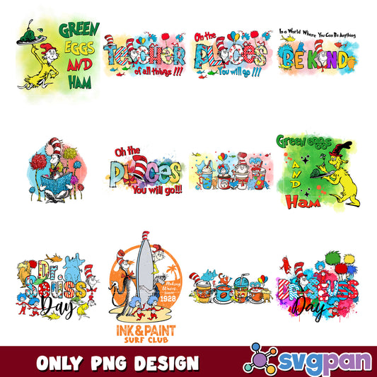 Dr Seuss PNG Bundle Watercolor Designs