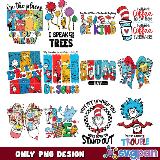 Dr Seuss Quote PNG Bundle for Creative Projects