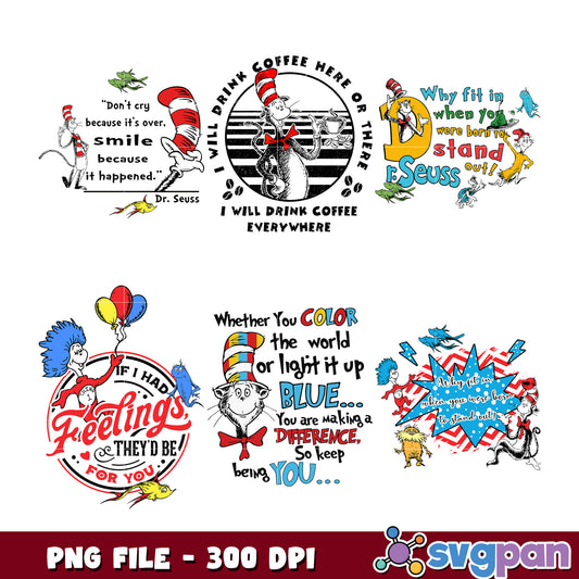 Dr Seuss Quotes Bundle PNG 300 DPI