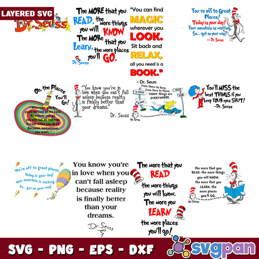 Dr Seuss Quotes SVG Bundle