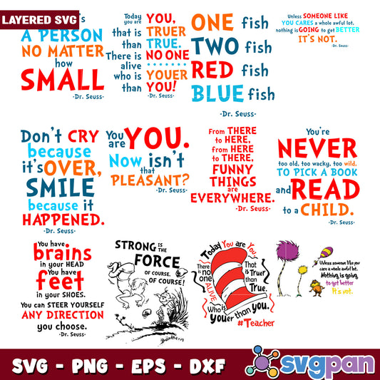 Dr Seuss Quotes SVG Bundle Layered PNG EPS DXF