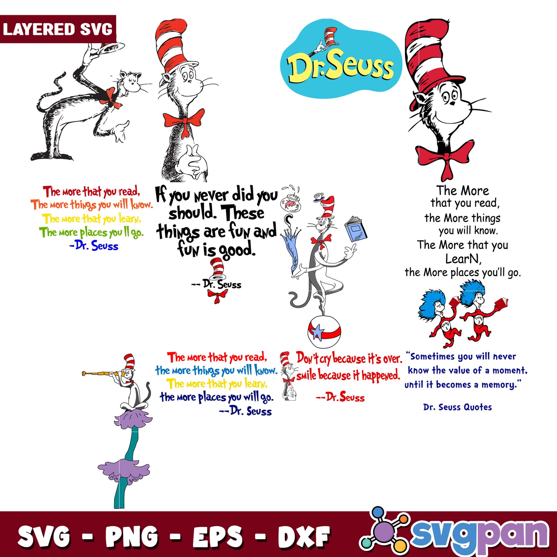 Dr Seuss Quotes SVG Bundle for Creative Projects
