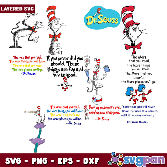 Dr Seuss Quotes SVG Bundle for Creative Projects