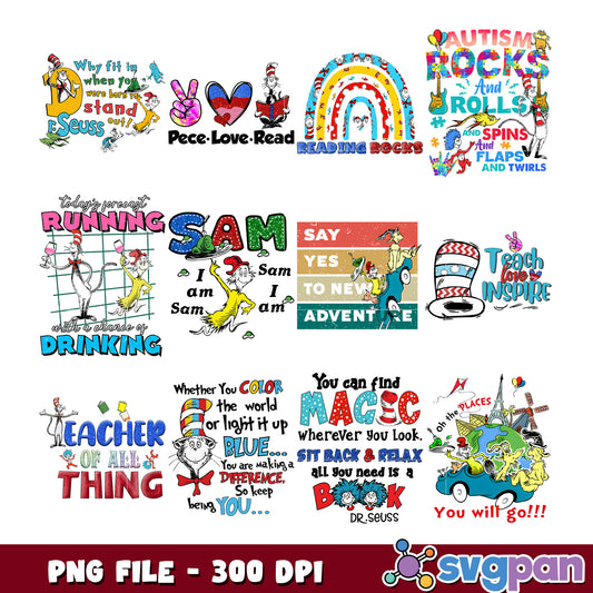 Dr Seuss SVG Bundle 300 DPI PNG