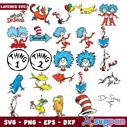 Dr Seuss SVG Bundle Colorful Characters and Designs