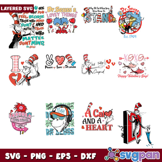 Dr Seuss SVG Bundle Layered Designs PNG EPS DXF
