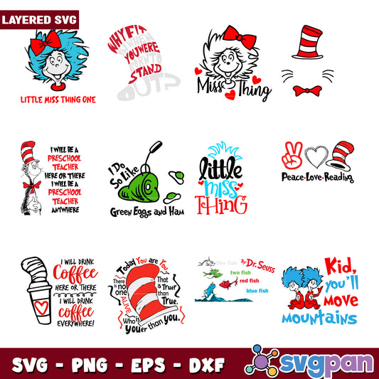Dr Seuss SVG Bundle Layered Designs for Crafts