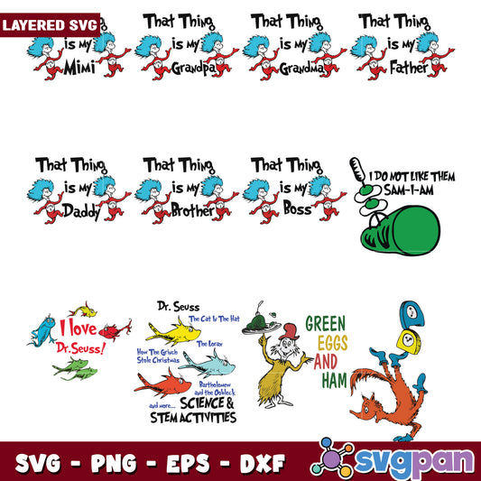 Dr Seuss SVG Bundle Layered Family Designs