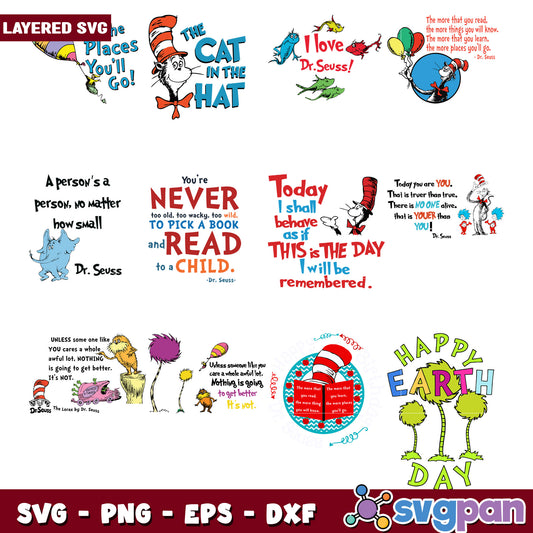Dr Seuss SVG Bundle Layered Quotes & Designs