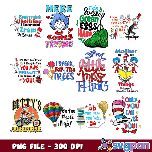 Dr Seuss SVG Bundle PNG Files 300 DPI
