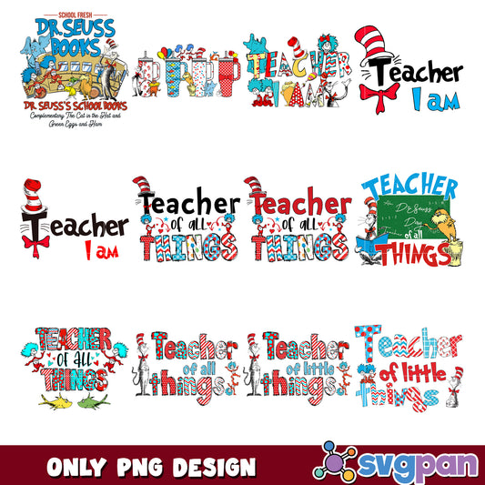 Dr Seuss Teacher PNG Bundle