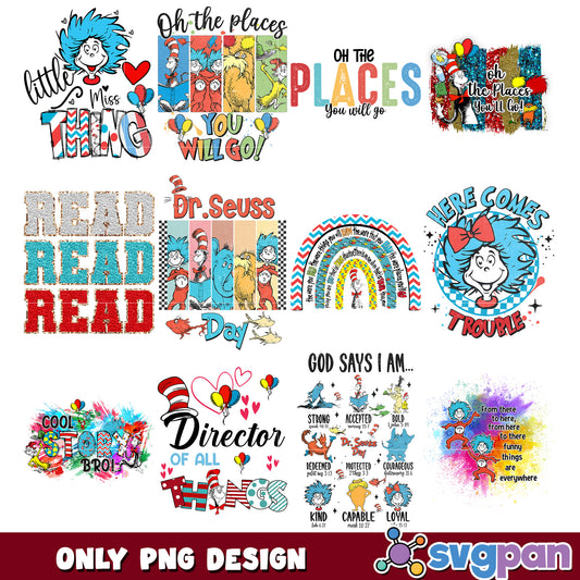 Dr Seuss Themed PNG Bundle Fun Designs for Kids