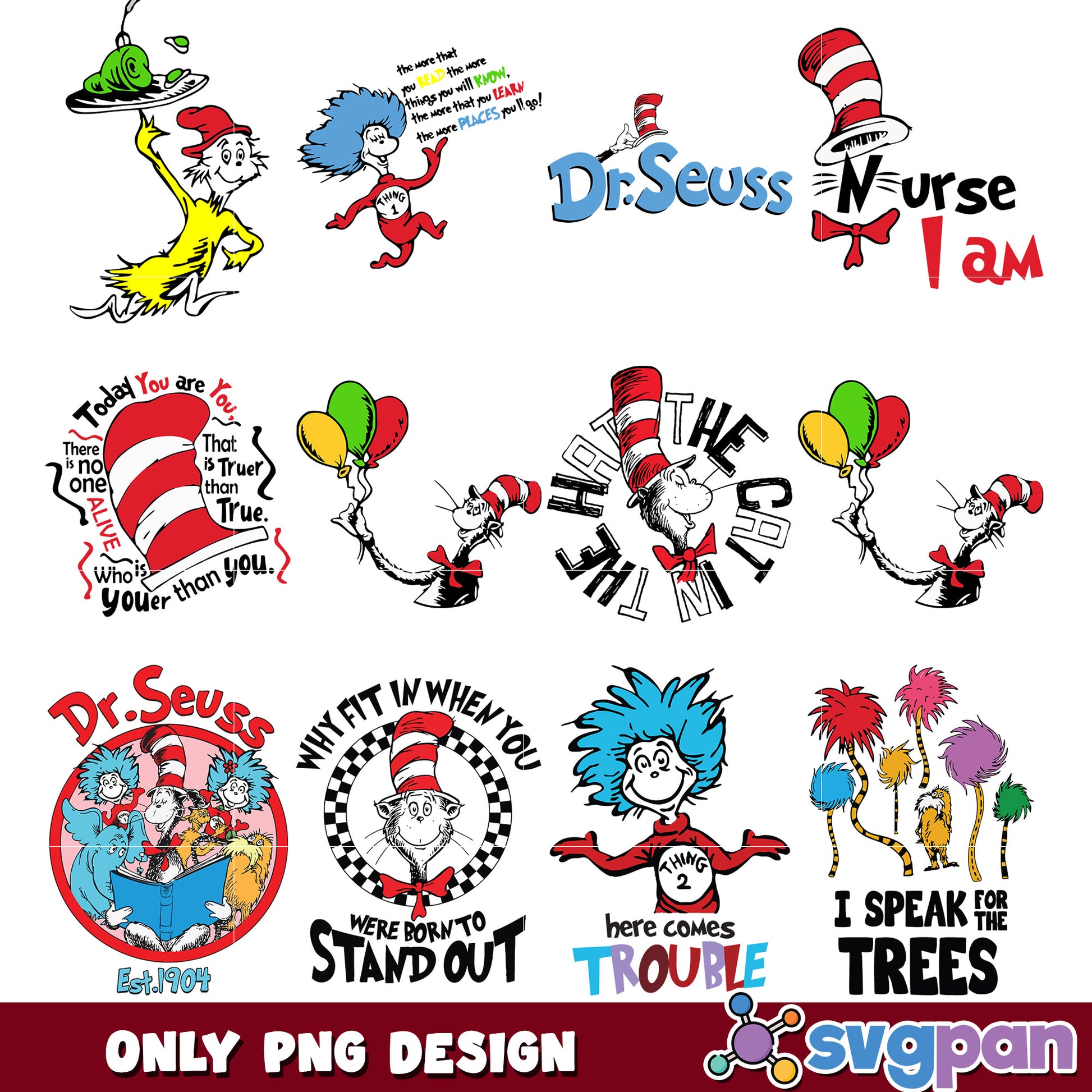 Dr Seuss Themed PNG Bundle for Creative Projects