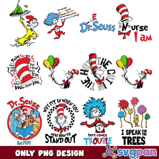 Dr Seuss Themed PNG Bundle for Creative Projects