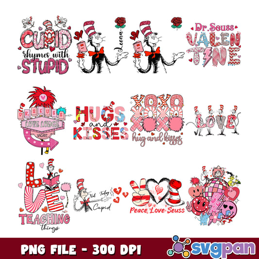 Dr Seuss Valentine PNG Bundle 300 DPI