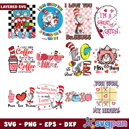 Dr Seuss Valentine SVG Bundle