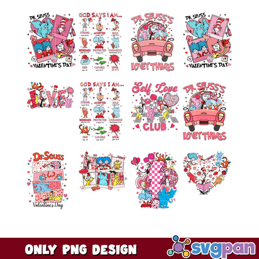 Dr Seuss Valentine's Day PNG Clipart Bundle Designs