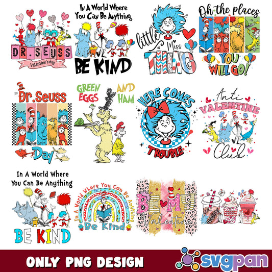 Dr Seuss Valentine's PNG Bundle