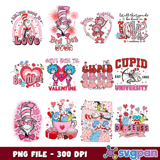 Dr Seuss Valentines Day PNG Bundle