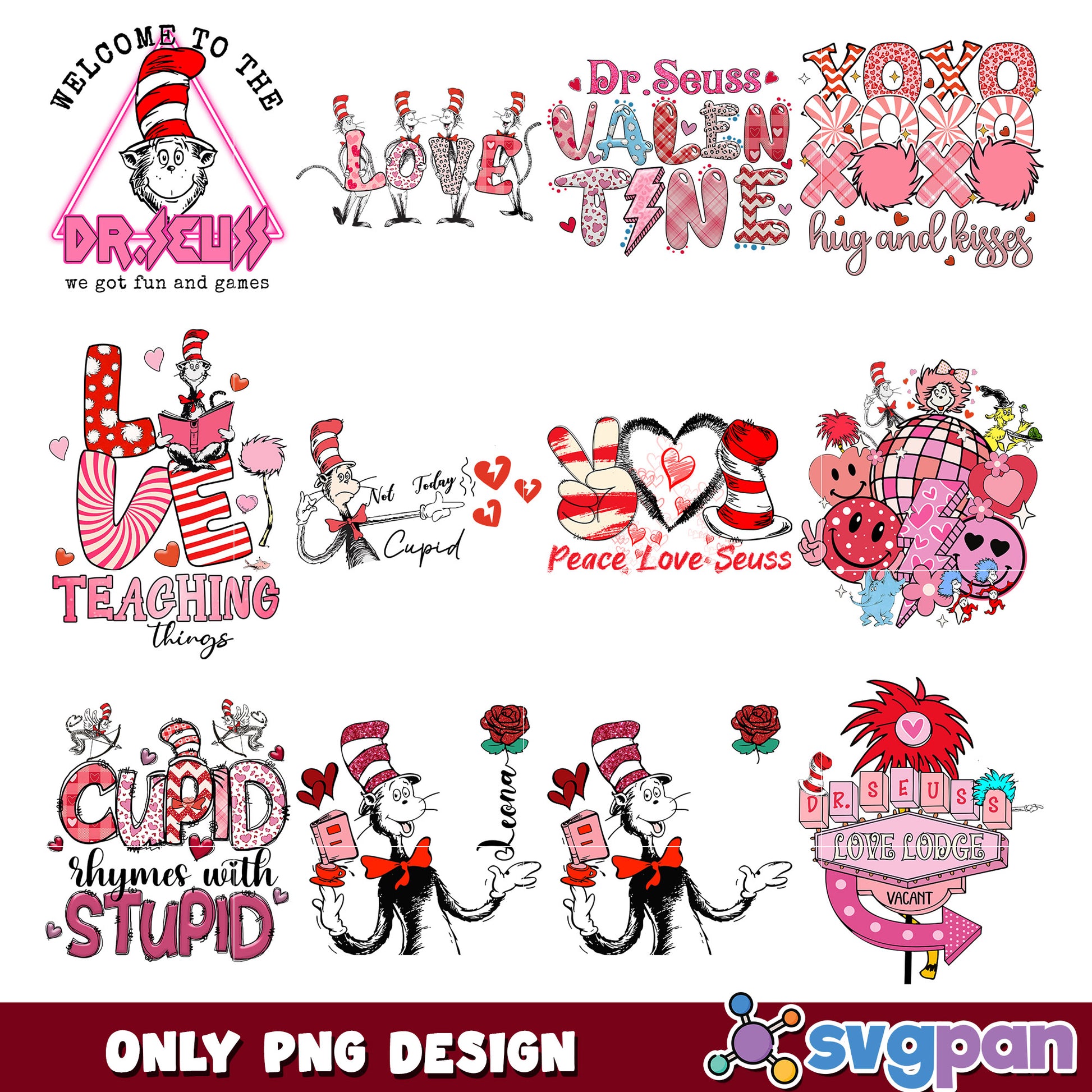 Dr Seuss Valentines PNG Bundle
