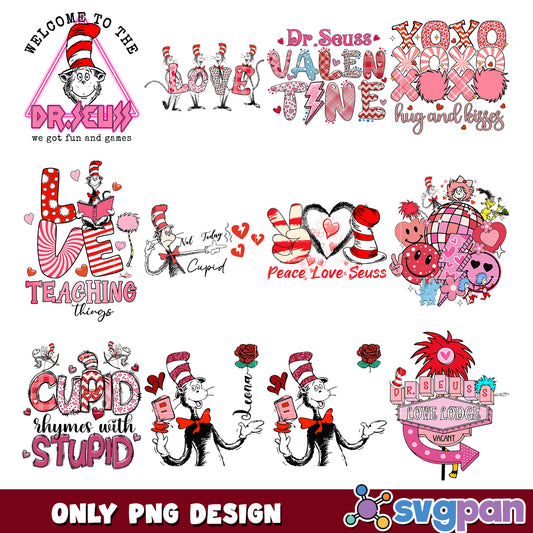 Dr Seuss Valentines PNG Bundle