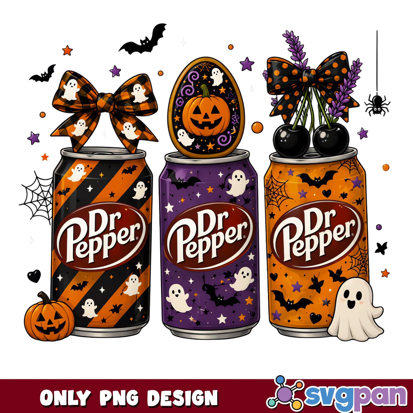 Dr Pepper Halloween PNG, Spooky Soda Can Bundle, Ghost Pumpkin PNG