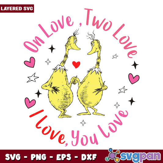 Dr Seuss one love two love svg, Dr. seuss characters svg, Digital Download