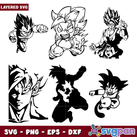Dragon Ball Characters SVG Bundle for Crafts and Designs