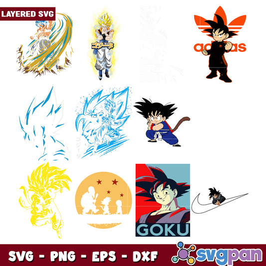 Dragon Ball Goku SVG Bundle Premium Designs Set