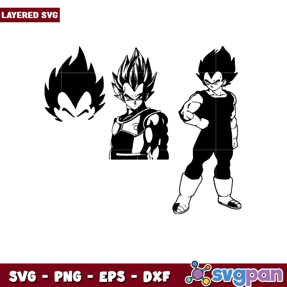 Dragon Ball Vegeta Layered SVG Bundle File Set – svgpan
