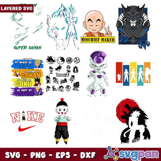 Dragon Ball Z SVG Bundle Layered Designs