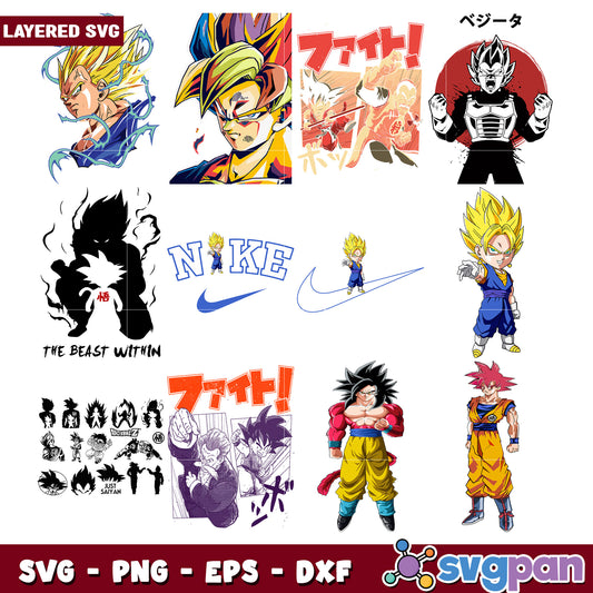 Dragon Ball Z SVG Bundle Layered Files
