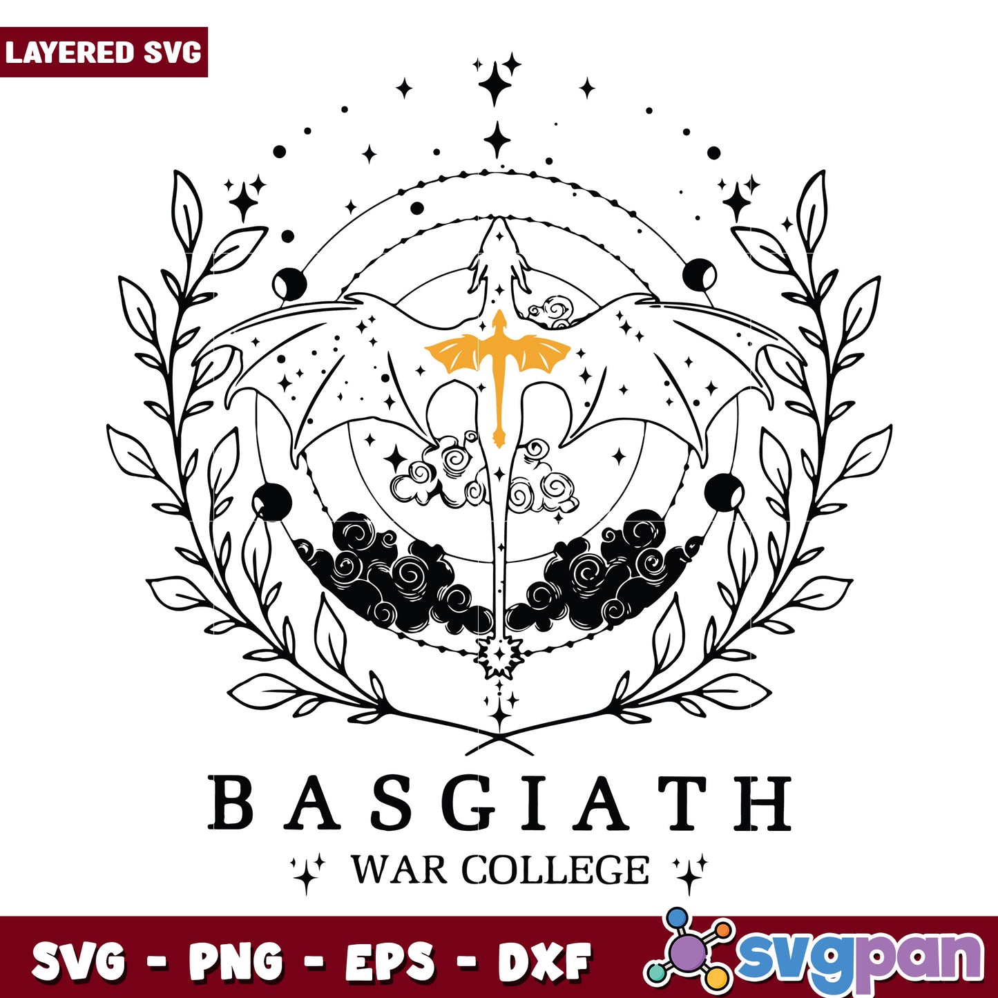 Dragon basgiath war college design svg, basgiath war college svg