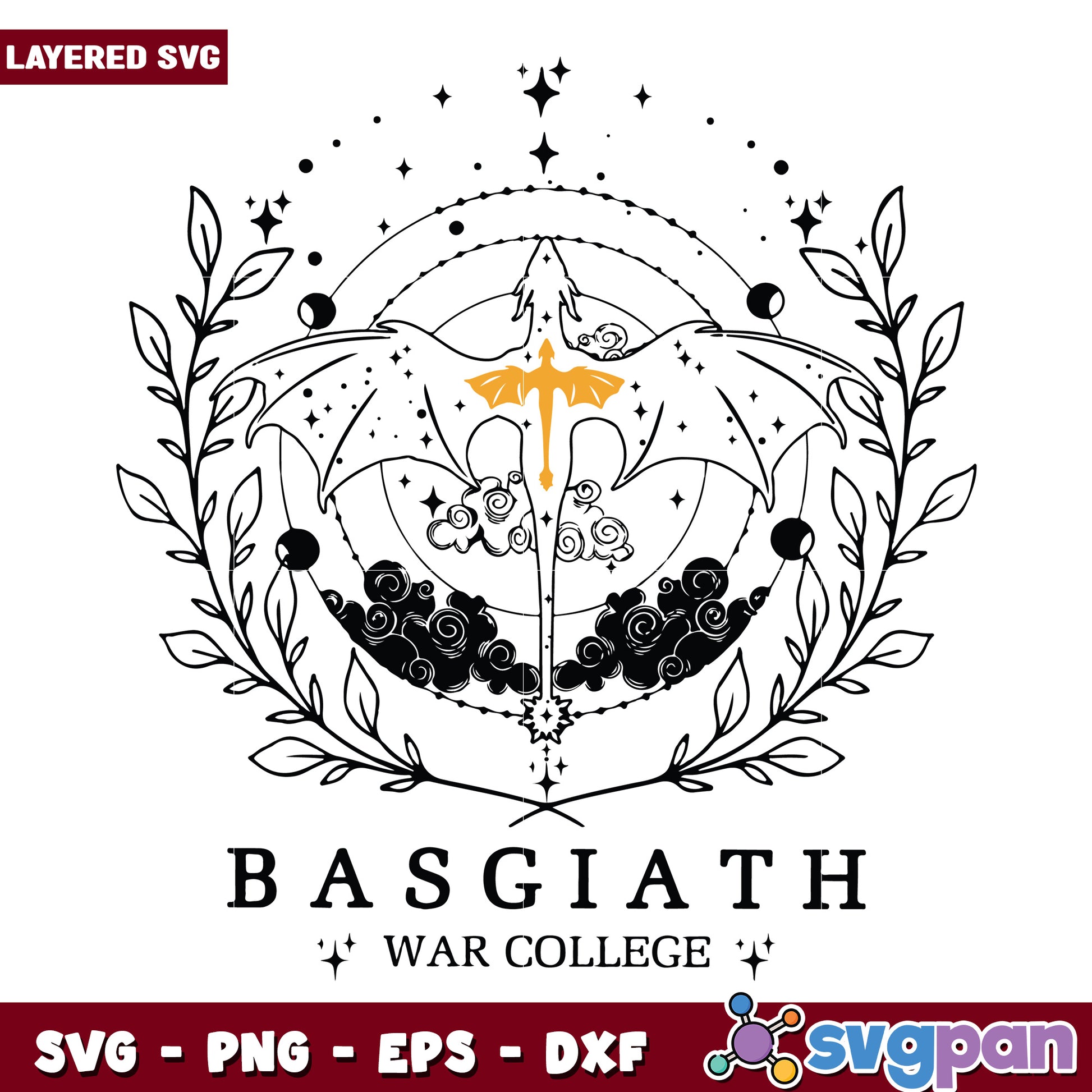 Dragon basgiath war college design svg, basgiath war college svg