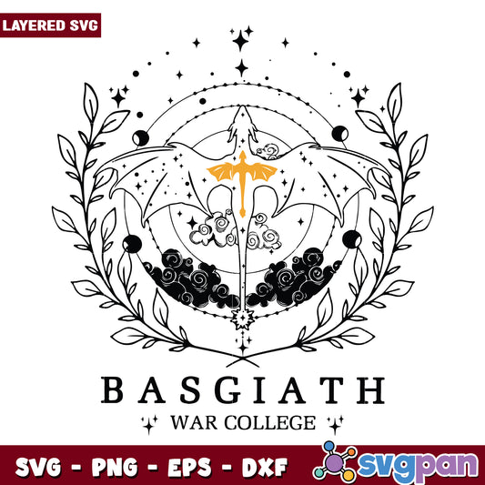Dragon basgiath war college design svg, basgiath war college svg