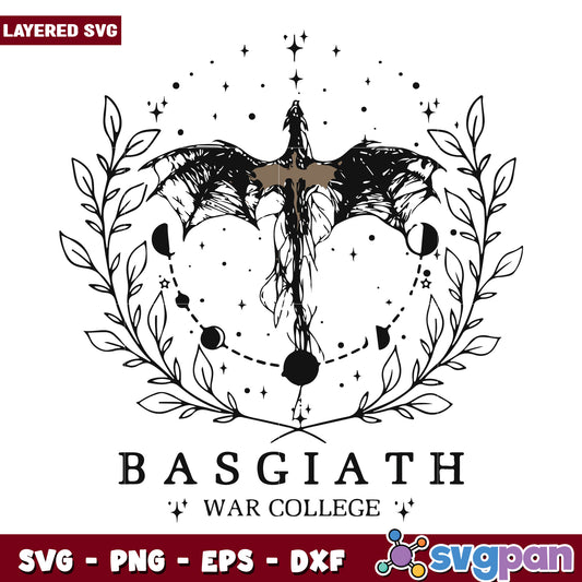 Dragon basgiath war college design svg, basgiath war college svg (2)
