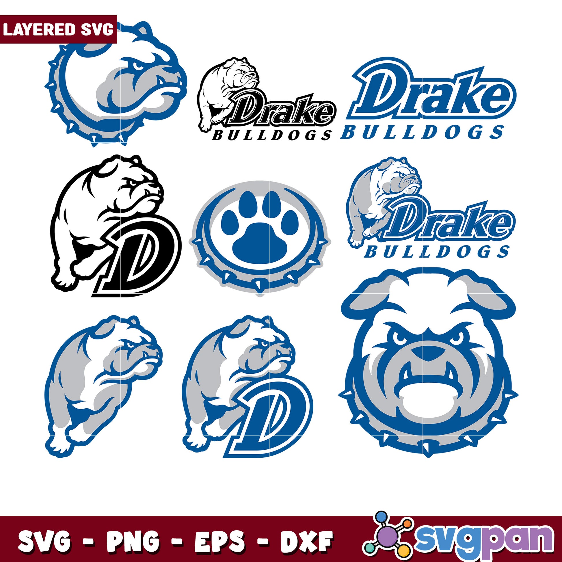 Drake Bulldogs SVG Bundle Graphic Design Collection