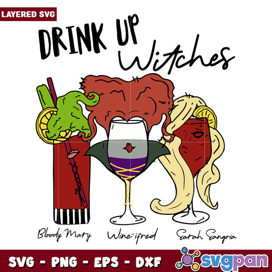 Drink up witches sanderson svg, halloween killers nights​ svg, spookycharacters svg