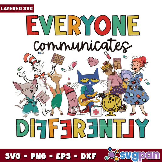 Dr seuss everyone communicates defferently svg, dr seuss quotes svg