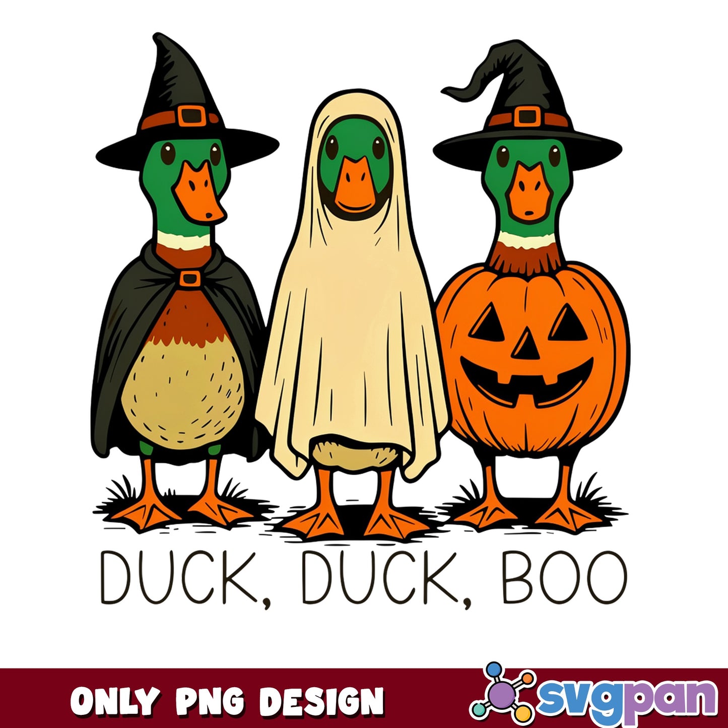 Duck Duck Boo Halloween PNG, Funny Duck Halloween PNG, Ghost Duck PNG