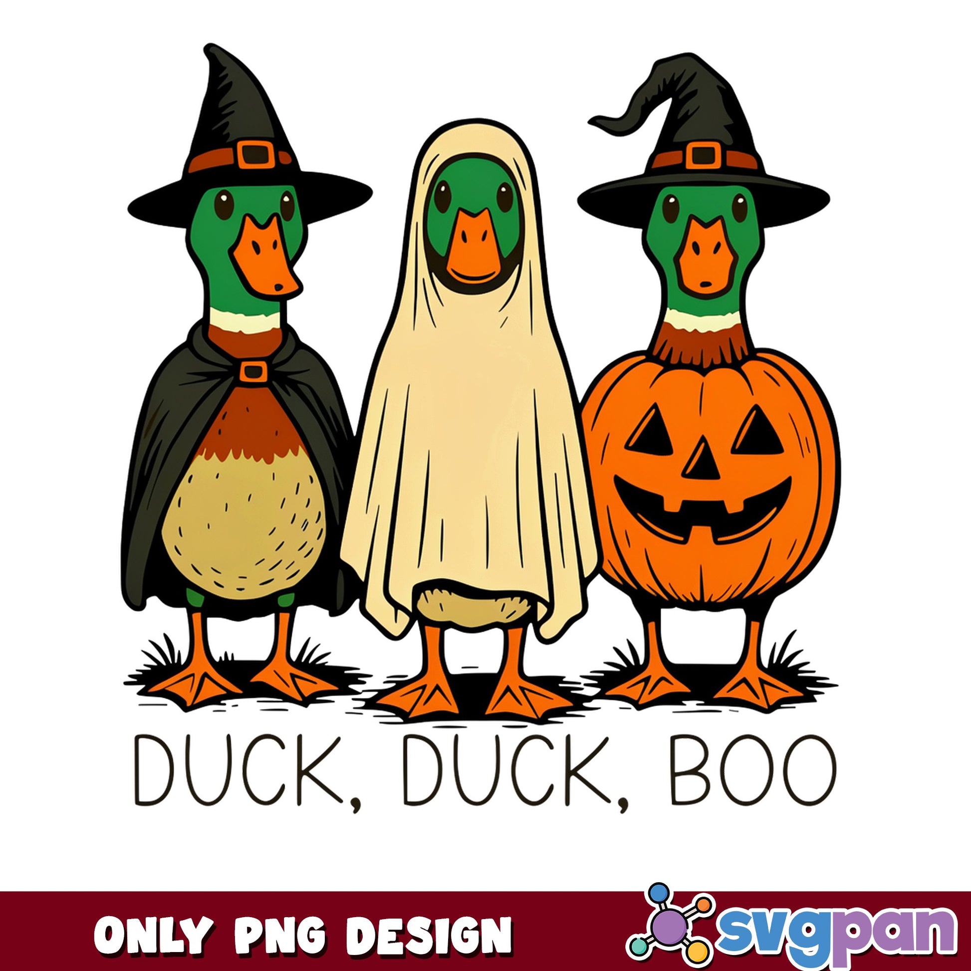 Duck Duck Boo Halloween PNG, Funny Duck Halloween PNG, Ghost Duck PNG