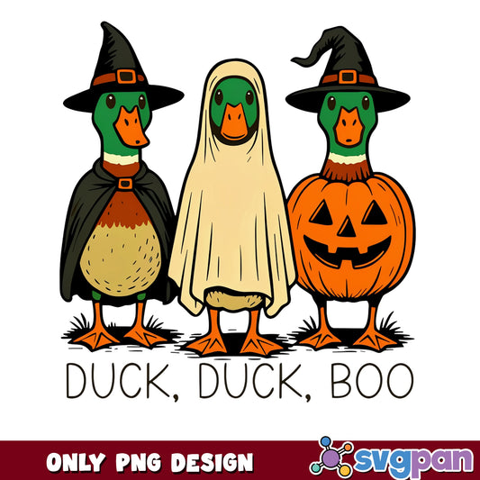 Duck Duck Boo Halloween PNG, Funny Duck Halloween PNG, Ghost Duck PNG