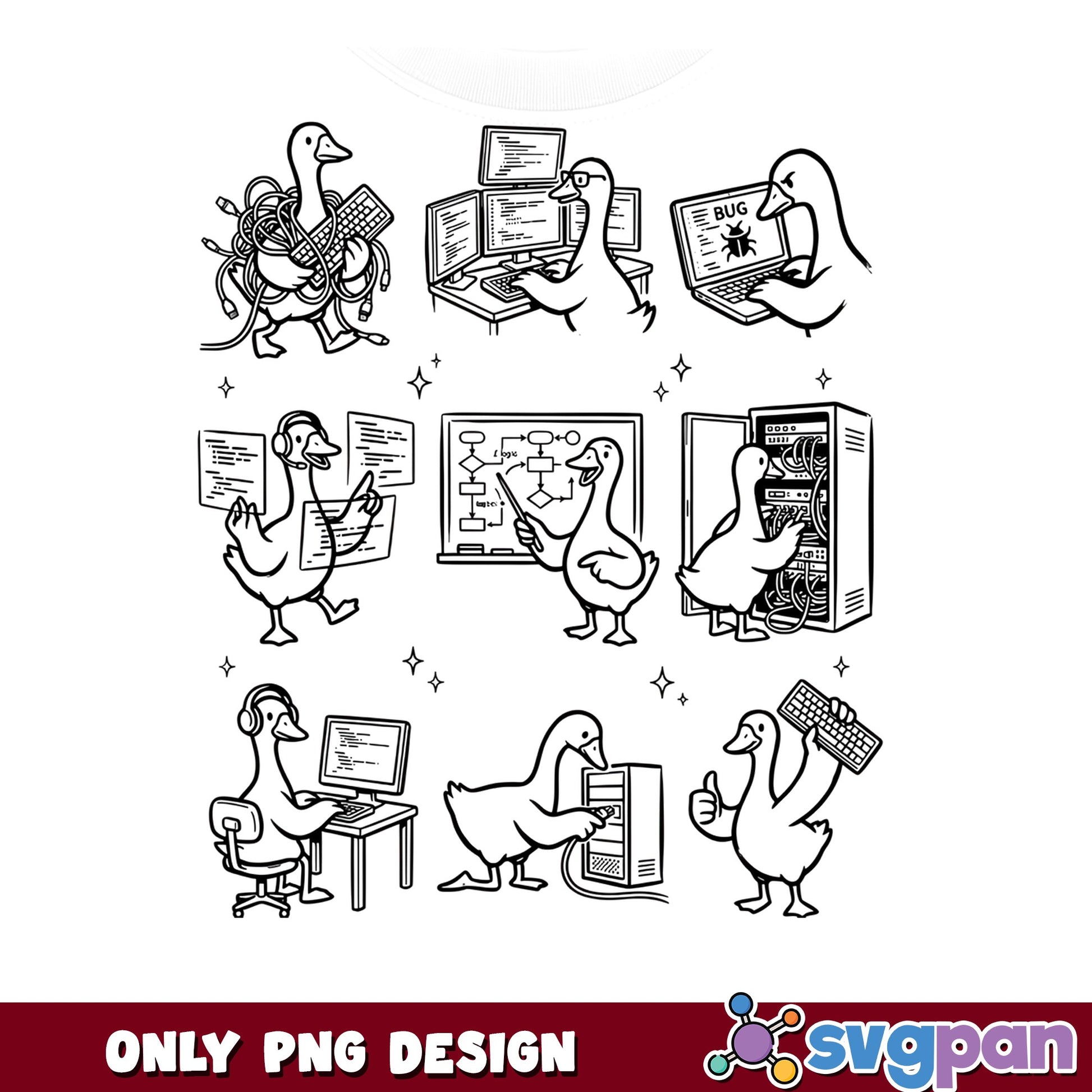 Duck Programmer Bundle PNG, Funny Coding Duck PNG, Coder PNG