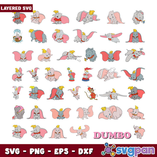 Dumbo SVG Bundle Layered PNG EPS DXF